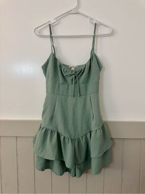 Sage Green Ruffle Romper